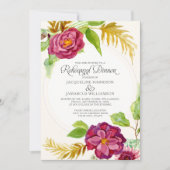 Rehearsal Dinner BOHO Burgundy Floral Herfst Rozen Kaart (Voorkant)