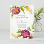 Rehearsal Dinner BOHO Burgundy Floral Herfst Rozen Kaart (Staand voorkant)