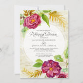 Rehearsal Dinner BOHO Burgundy Floral Herfst Rozen Kaart (Voorkant)