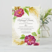 Rehearsal Dinner BOHO Burgundy Floral Herfst Rozen Kaart (Staand voorkant)