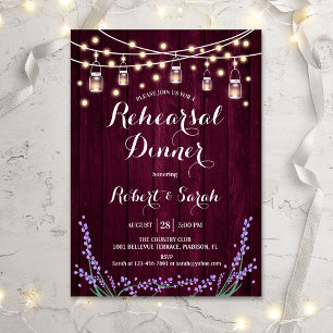 Rehearsal Dinner - Burgundy Lavender Kaart