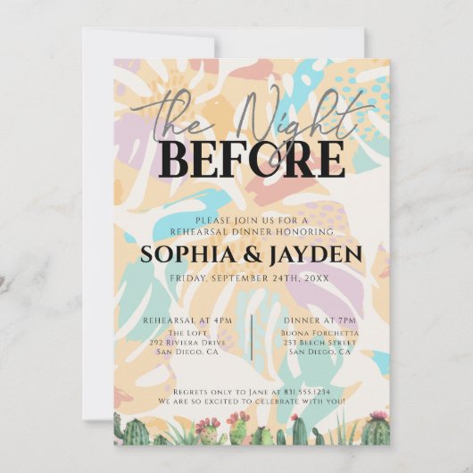 Rehearsal Dinner Cactus Tropische palmwoestijn Kaart (Voorkant)