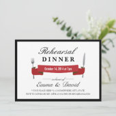 Rehearsal Dinner Classy Red Banner minimalist Kaart (Staand voorkant)