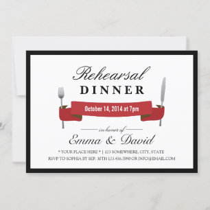 Rehearsal Dinner Classy Red Banner minimalist Kaart