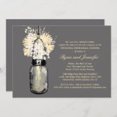 Rehearsal Dinner - Daisies Wildbloemen & Mason Jar Kaart (Voorkant / Achterkant)