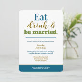 Rehearsal Dinner Eat Drink and Be Married Purple Kaart (Staand voorkant)