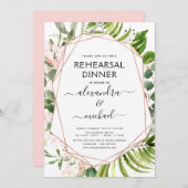 Rehearsal Dinner Eucalyptus Greenery Geometric Kaart (Voorkant / Achterkant)