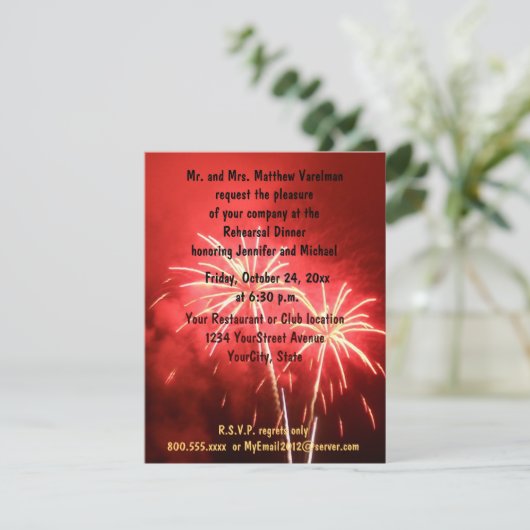 Rehearsal Dinner Fireworks Kaart (Staand voorkant)