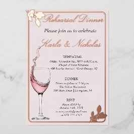 Rehearsal Dinner Floral Toast, Blush Folie Uitnodiging