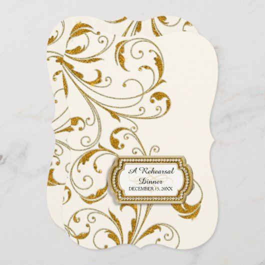 Rehearsal Dinner, Glam Old Hollywood Regency Kaart (Voorkant / Achterkant)