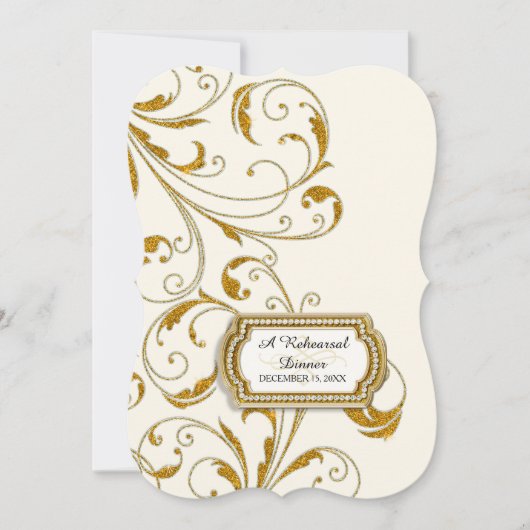 Rehearsal Dinner, Glam Old Hollywood Regency Kaart (Voorkant)