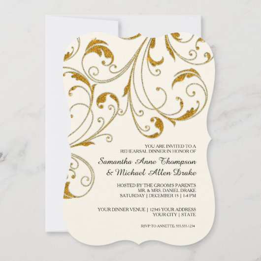 Rehearsal Dinner, Glam Old Hollywood Regency Kaart (Achterkant)