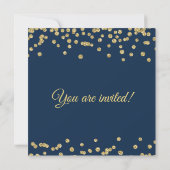 Rehearsal Dinner Gold Faux Glitter Confetti Navy Kaart (Achterkant)