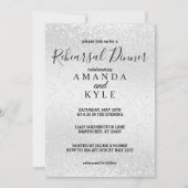Rehearsal Dinner in een Witte Glitter Kaart (Voorkant)