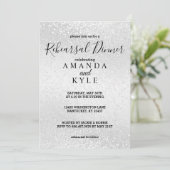 Rehearsal Dinner in een Witte Glitter Kaart (Staand voorkant)