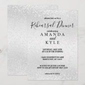 Rehearsal Dinner in een Witte Glitter Kaart (Voorkant / Achterkant)