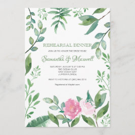 Rehearsal Dinner Invitation Greenery & Roses Kaart