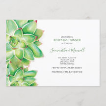 REHEARSAL DINNER Invitation, Waterverf Succulent