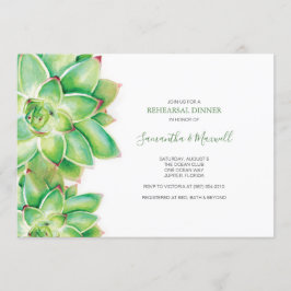 REHEARSAL DINNER Invitation, Waterverf Succulent Kaart