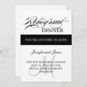 Rehearsal Dinner Invitations Black White Monogram Kaart (Voorkant / Achterkant)