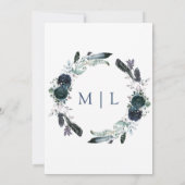 Rehearsal Dinner Invitations Navy Peonies Wedding Kaart (Achterkant)