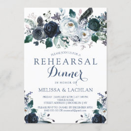 Rehearsal Dinner Invitations Navy Peonies Wedding Kaart