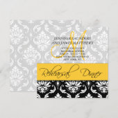 Rehearsal Dinner Invite Damask Monogram Geel Kaart (Voorkant / Achterkant)