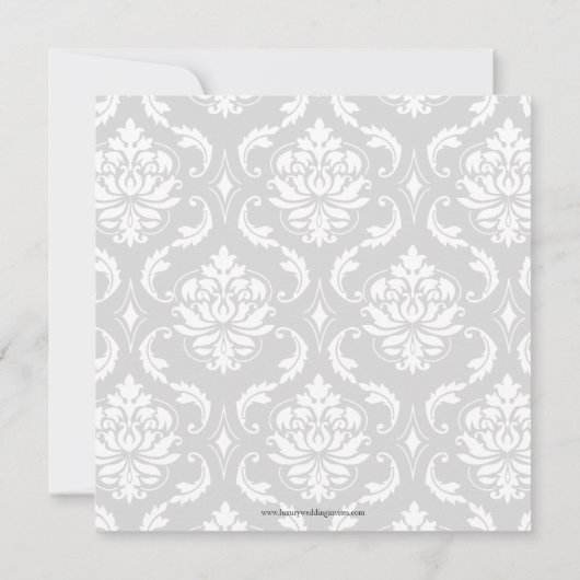 Rehearsal Dinner Invite Damask Monogram Geel Kaart (Achterkant)