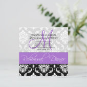 Rehearsal Dinner Invite Damask Monogram Lavender Kaart (Staand voorkant)