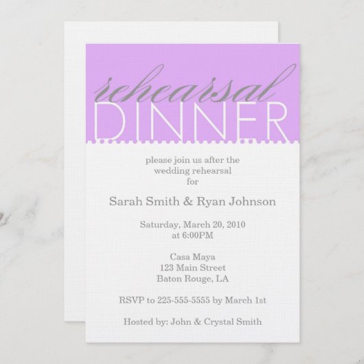 Rehearsal Dinner Kaart (Voorkant / Achterkant)