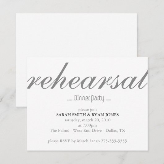 Rehearsal Dinner Kaart (Voorkant / Achterkant)
