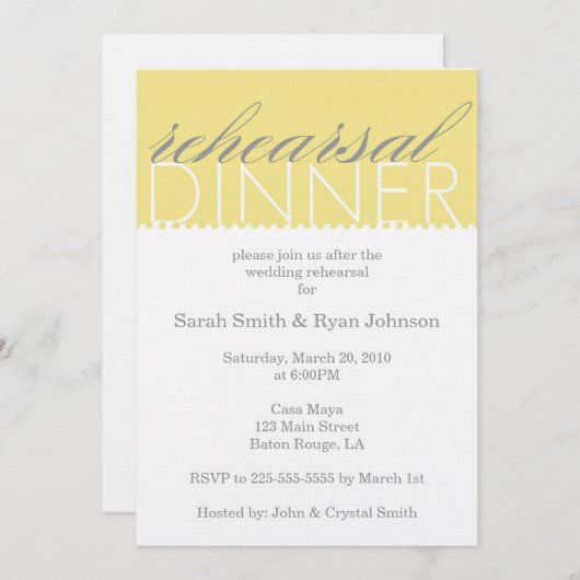 Rehearsal Dinner Kaart (Voorkant / Achterkant)