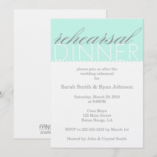 Rehearsal Dinner Kaart (Voorkant / Achterkant)
