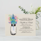 Rehearsal Dinner Mason Jar Wildbloemen Kaart (Staand voorkant)