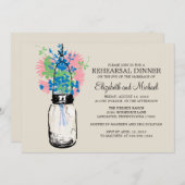 Rehearsal Dinner Mason Jar Wildbloemen Kaart (Voorkant / Achterkant)