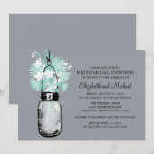 Rehearsal Dinner Mason Jar Wildbloemen Kaart (Voorkant / Achterkant)