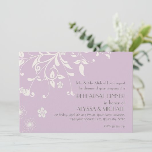 Rehearsal Dinner - Modern Floral Swirl Flourish Kaart (Staand voorkant)