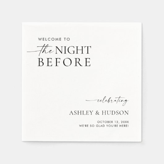Rehearsal Dinner Napkin The Night Before Napkins Servet (Voorkant)