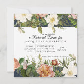 Rehearsal Dinner Navy Blue Blush Ivory Roos Floral Kaart (Voorkant)