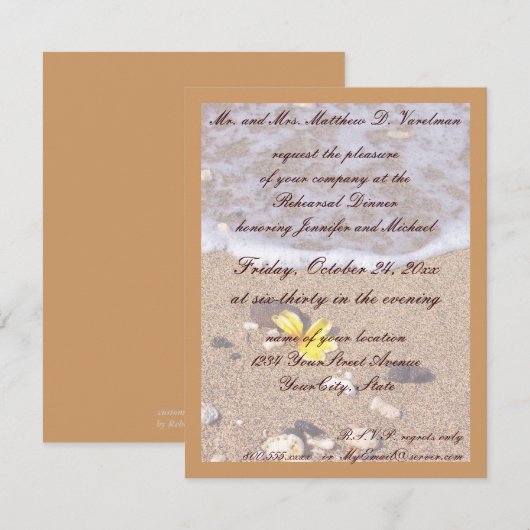 Rehearsal Dinner Ocean Seashells Kaart (Voorkant / Achterkant)