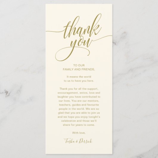 Rehearsal Dinner Place Setting Thank you Card Programmakaart (Voorkant)