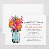 Rehearsal Dinner Rustic Mason Jar Gerber Daisies Kaart (Voorkant / Achterkant)