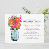 Rehearsal Dinner Rustic Mason Jar Gerber Daisies Kaart (Staand voorkant)