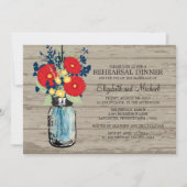 Rehearsal Dinner Rustic Mason Jar Gerber Daisies Kaart (Voorkant)