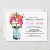 Rehearsal Dinner Rustic Mason Jar Gerber Daisies Kaart (Voorkant)