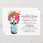 Rehearsal Dinner Rustic Mason Jar Gerber Daisies Kaart (Voorkant / Achterkant)