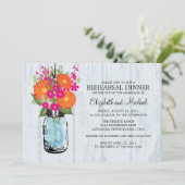 Rehearsal Dinner Rustic Mason Jar Gerber Daisies Kaart (Staand voorkant)