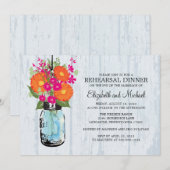 Rehearsal Dinner Rustic Mason Jar Gerber Daisies Kaart (Voorkant / Achterkant)