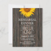 Rehearsal Dinner Rustic Sunflower Classy Wood Kaart (Voorkant)