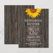 Rehearsal Dinner Rustic Sunflower Classy Wood Kaart (Voorkant / Achterkant)